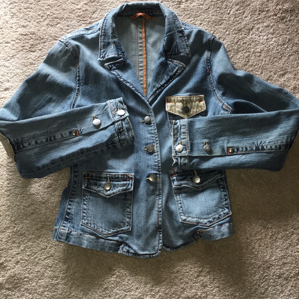 Vigoss Distressed Crop Jeans Jacket Size S/M